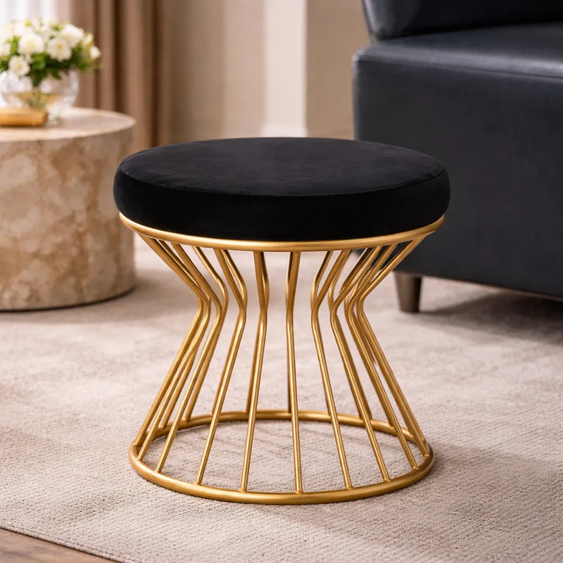 black-velvet-pouffe-with-glamorous-gold-detailing