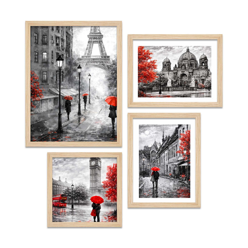 Black & White City Wall Frame Set of Four