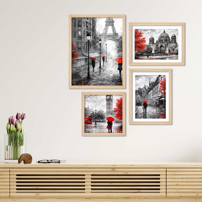 Black & White City Wall Frame Set of Four