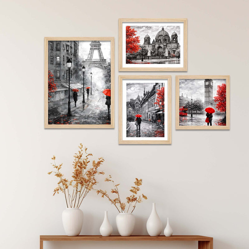 Black & White City Wall Frame Set of Four