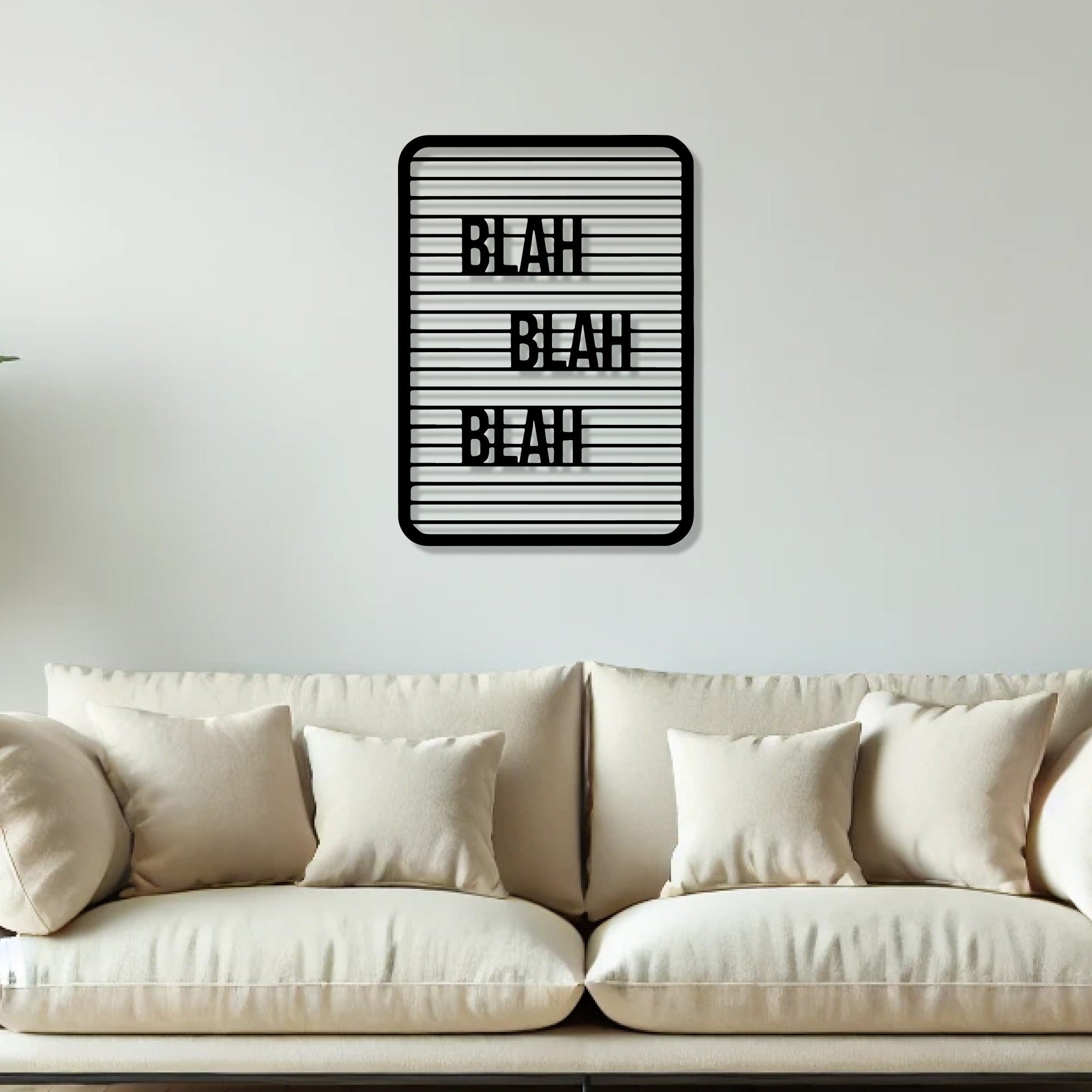 Blah Blah Blah Text Line Art Metal Art Wall Decor