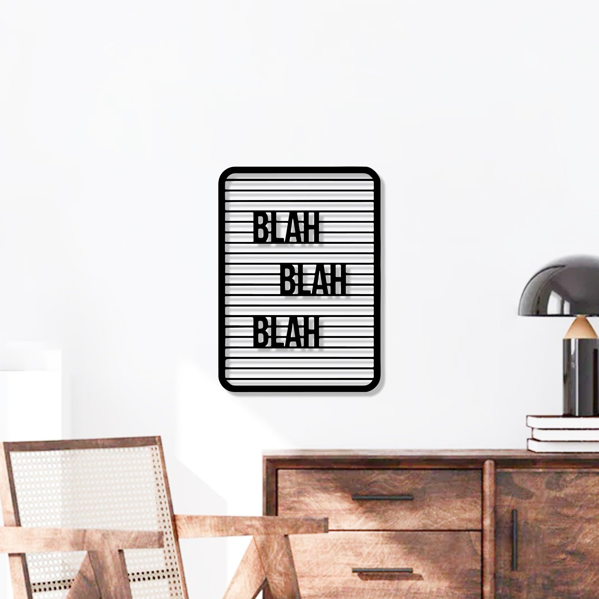 Blah Blah Blah Text Line Art Metal Art Wall Decor