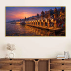 Blessed Kashi Ghats Aarti Painting for Spiritual Home Decor