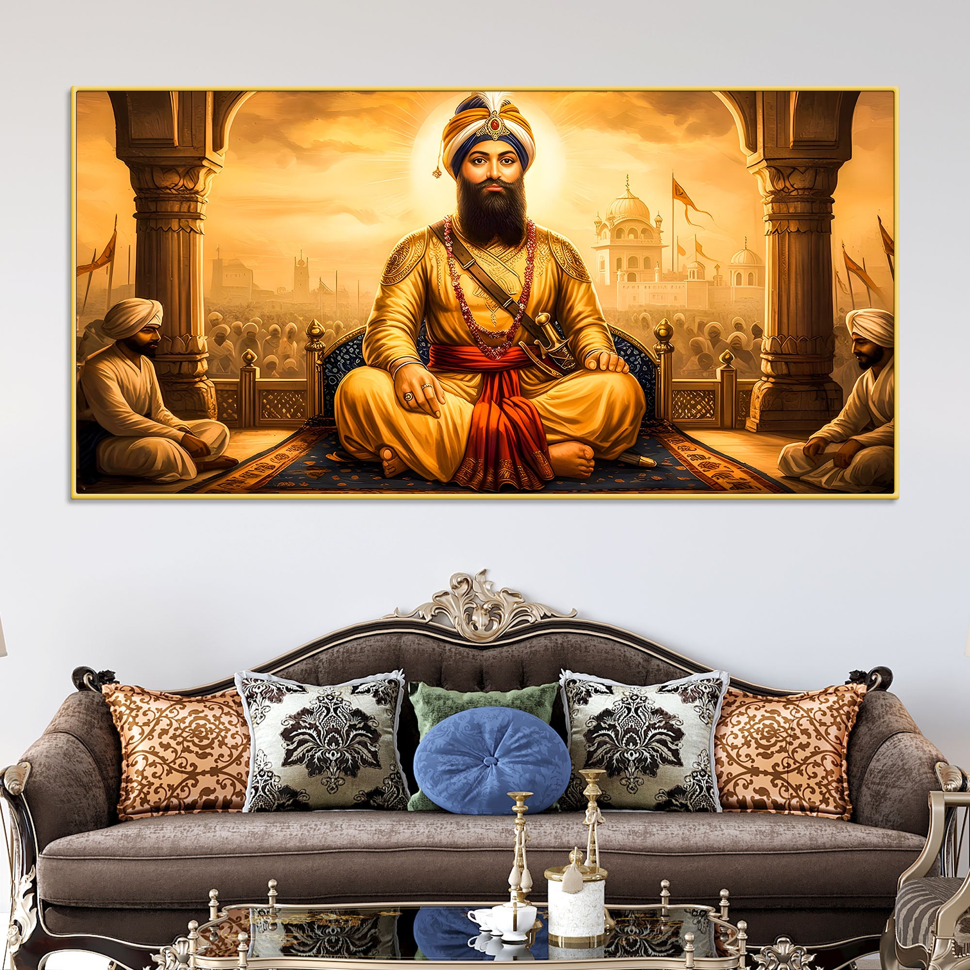 Blessed Sikh Guru Ji Canvas Spiritual Painting