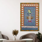 Blessings of Lord Shrinathji in the Garden of Lotus Pichwai Canvas Wall Painting