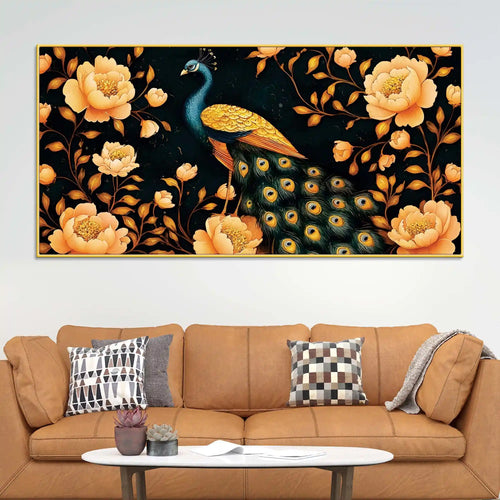 Blossom Floral Peacock Canvas Wall Painting