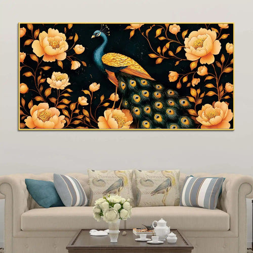 Blossom Floral Peacock Canvas Wall Painting