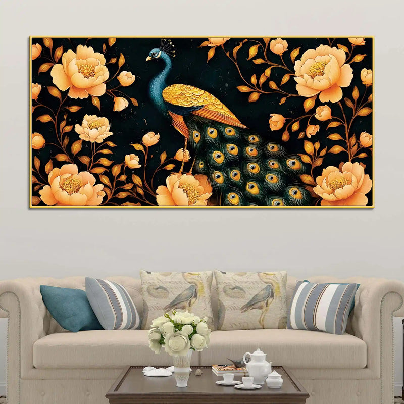 Blossom Floral Peacock Canvas Wall Painting