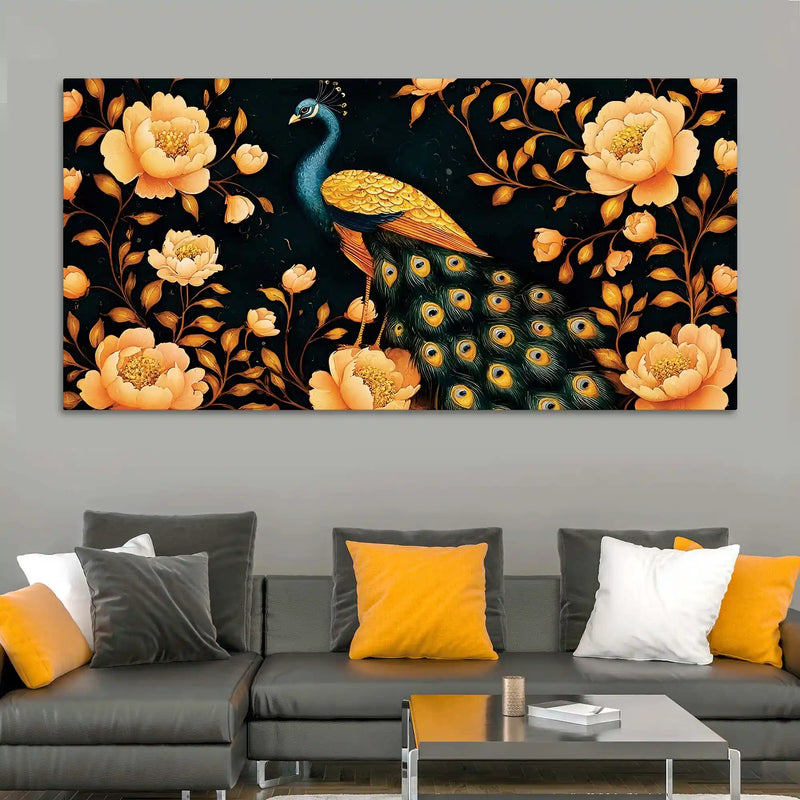 Blossom Floral Peacock Canvas Wall Painting