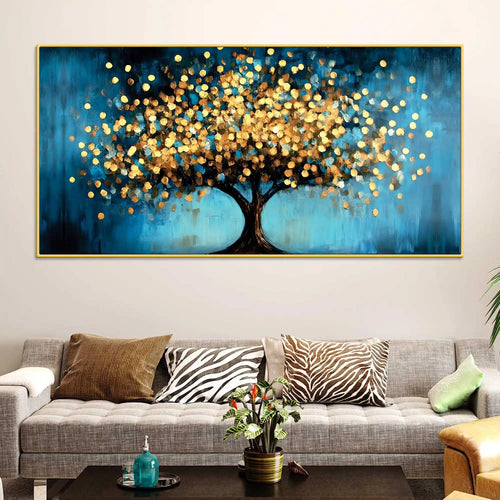 blue-artistic-background-golden-tree-canvas-painting-for-wall-decor