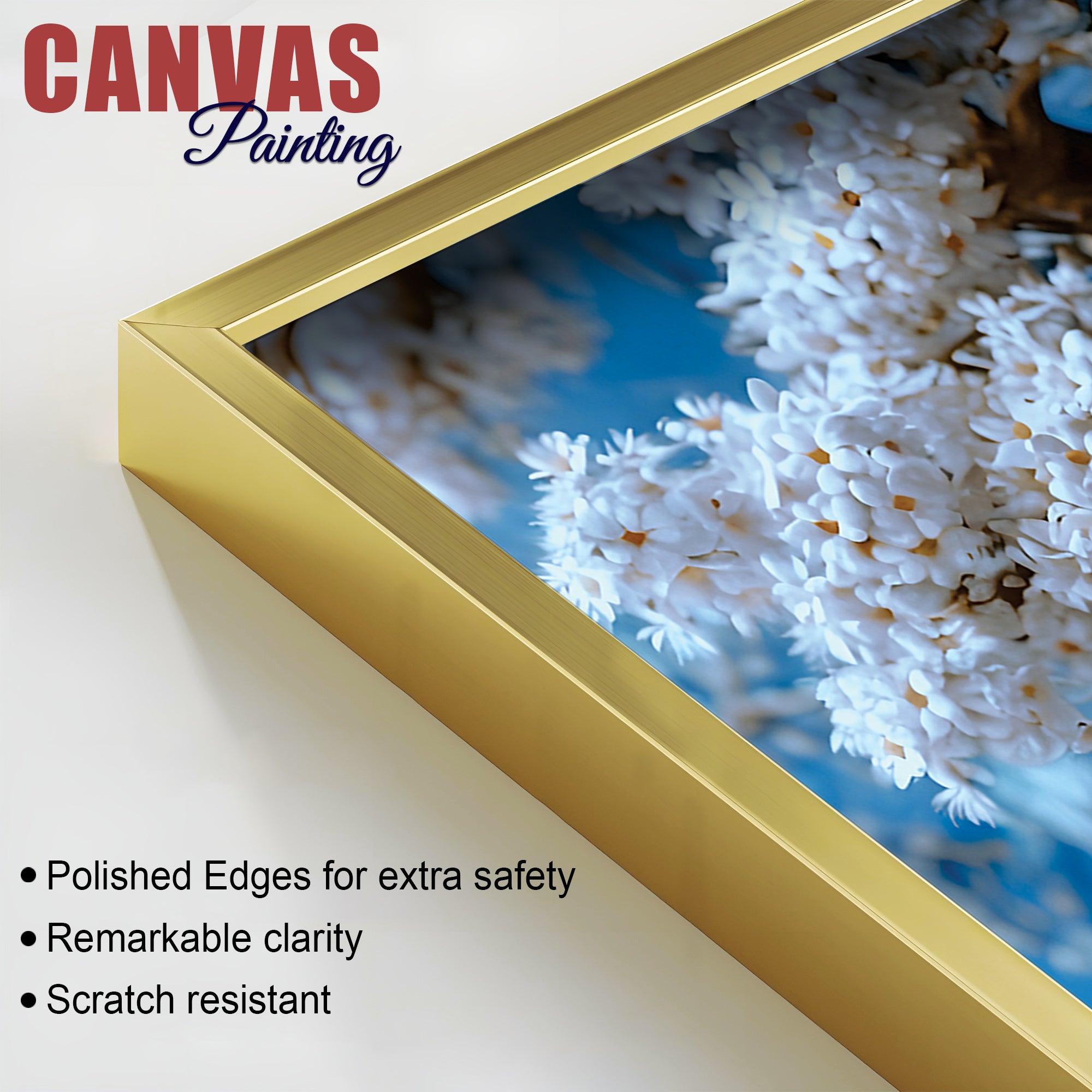 Blue Blossom Buddha Sculpture Style Wall Painting for Home