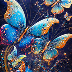 Blue Butterfly with Glitter Effect Floating Frame Crystal Wall Painting