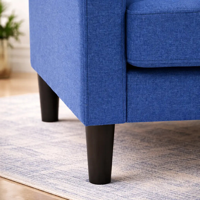 Blue Color Standard Velvet Accent Chair with Footrest