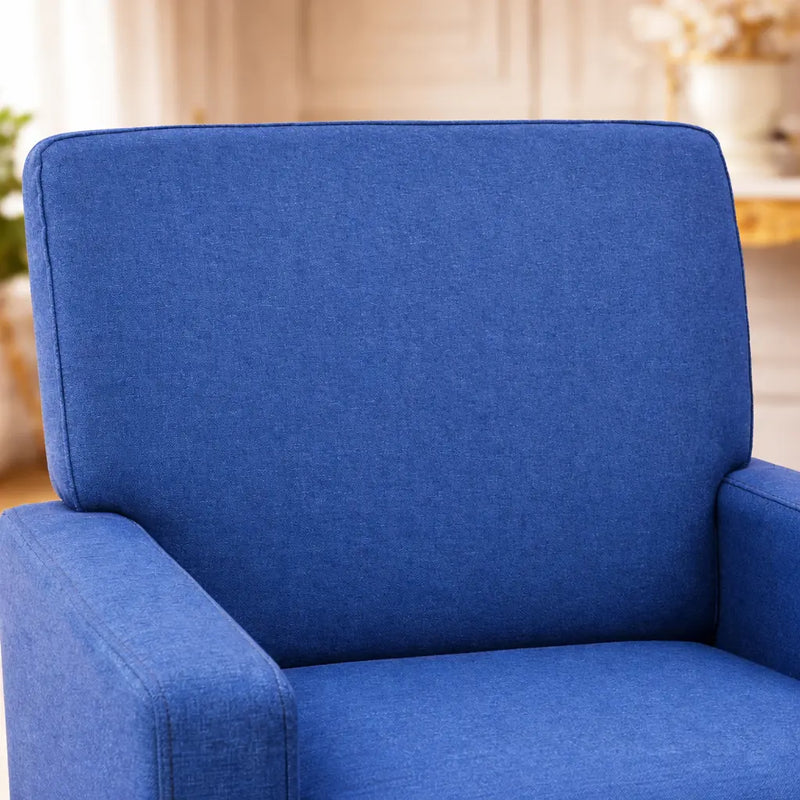 Blue Color Standard Velvet Accent Chair with Footrest
