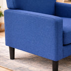 Blue Color Standard Velvet Accent Chair with Footrest
