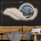 Blue Feather Mountain Deer Premium Crystal Glass Backlit LED Painting