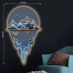 Blue Floating Mountain Reflection Premium Crystal Glass Backlit LED Painting