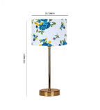 Blue Flower Art Traditional Bedside Table Lamp with Golden Finish Base