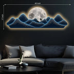 Blue Moonlit Peaks Premium Crystal Glass Backlit LED Painting
