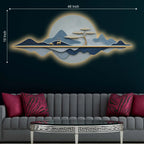 Blue Mountain Deer Tree Reflection Crystal Glass Backlit LED Wall Art