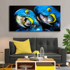 Blue Parrots Pastel Art Wall Painting