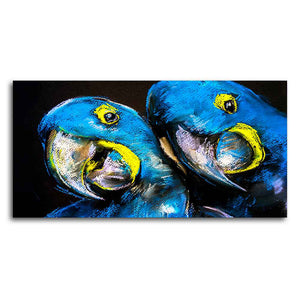 Blue Parrots Pastel Art Wall Painting