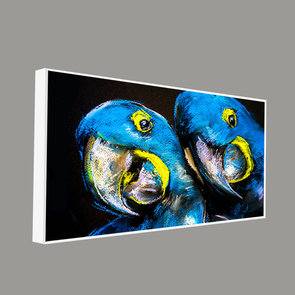 Blue Parrots Pastel Art Wall Painting