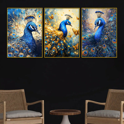 blue-peacock-with-gold-accents-floating-frame-crystal-wall-painting-set-of-3