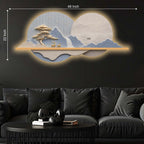 Blue Peaks & Waterfall Premium Crystal Glass Backlit LED Wall Art