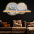 Blue Peaks & Waterfall Premium Crystal Glass Backlit LED Wall Art