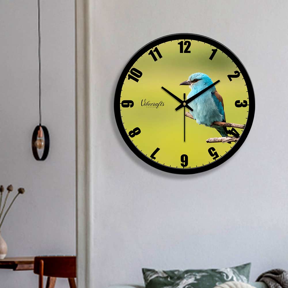 Blue Sparrow Big Wall Clock for Living Bedroom