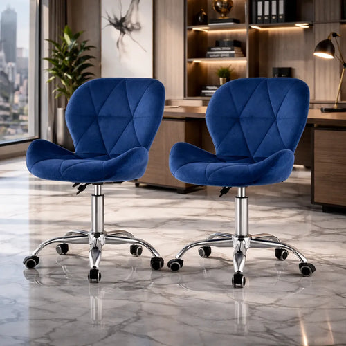 Blue Velvet Accent Chair with Diamond Stitching