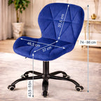 Blue Velvet Accent Chair with Diamond Stitching