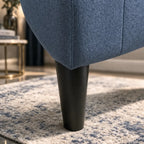 Bluish Grey Comfy Round Back Rich Velvet Accent Chair with Footrest