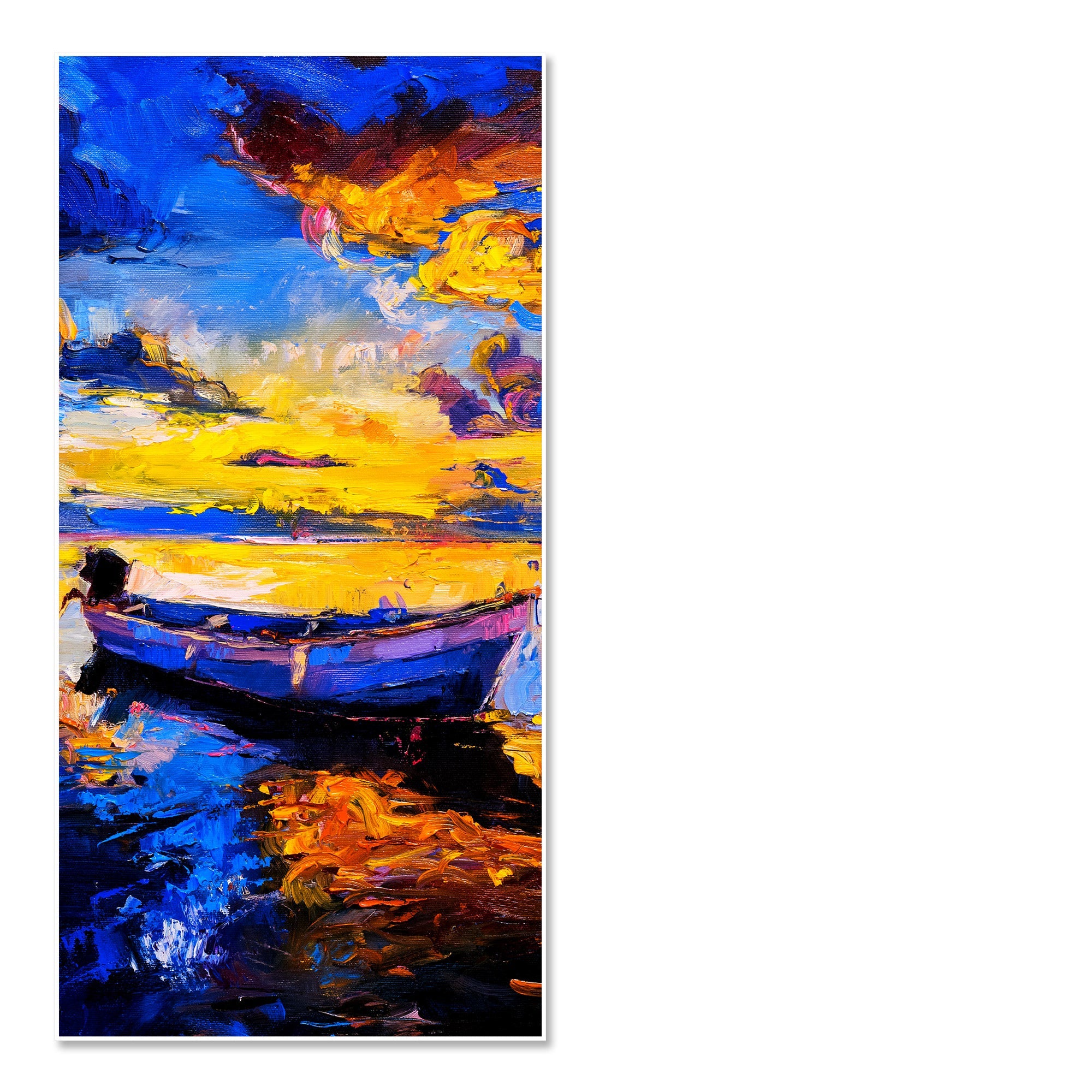 Boat & Sunset Floating Canvas Wall Painting