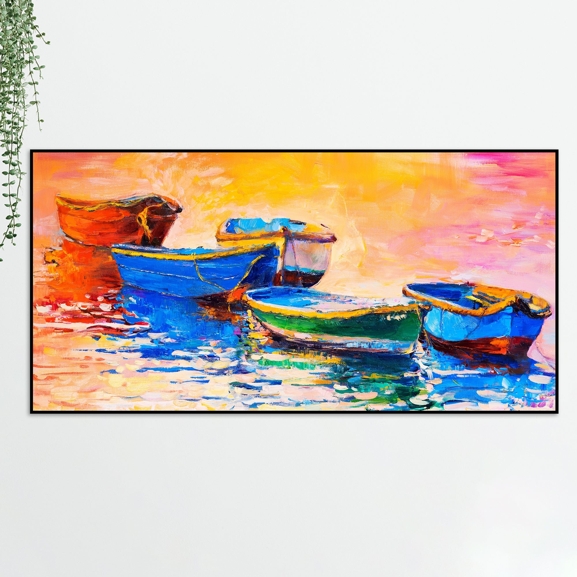 Boat Colorful Floating Frame Wall Painting