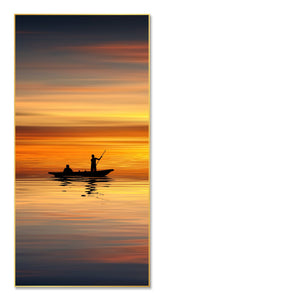 Boat Sailing at Sunset Floating Canvas Wall Painting