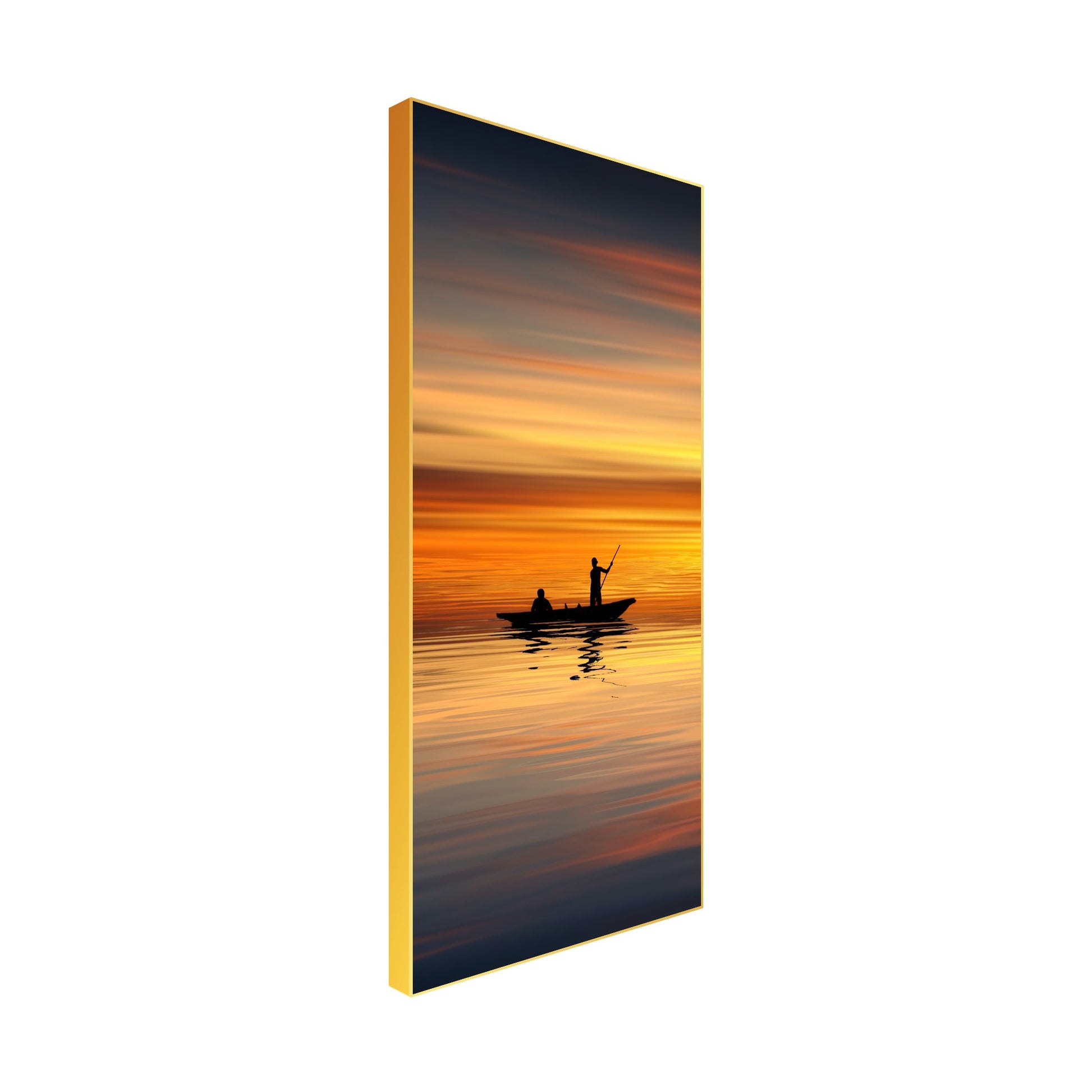 Boat Sailing at Sunset Floating Canvas Wall Painting