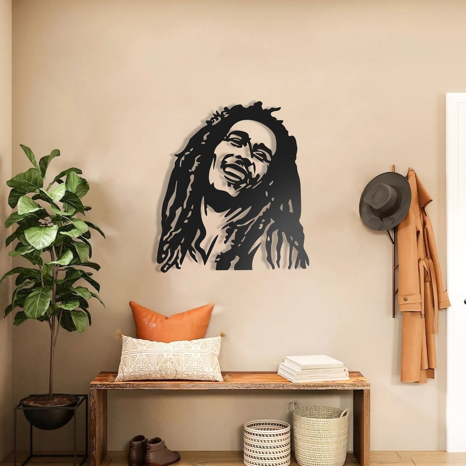 Bob Marley Design Silhouette Metal Wall Art Decor