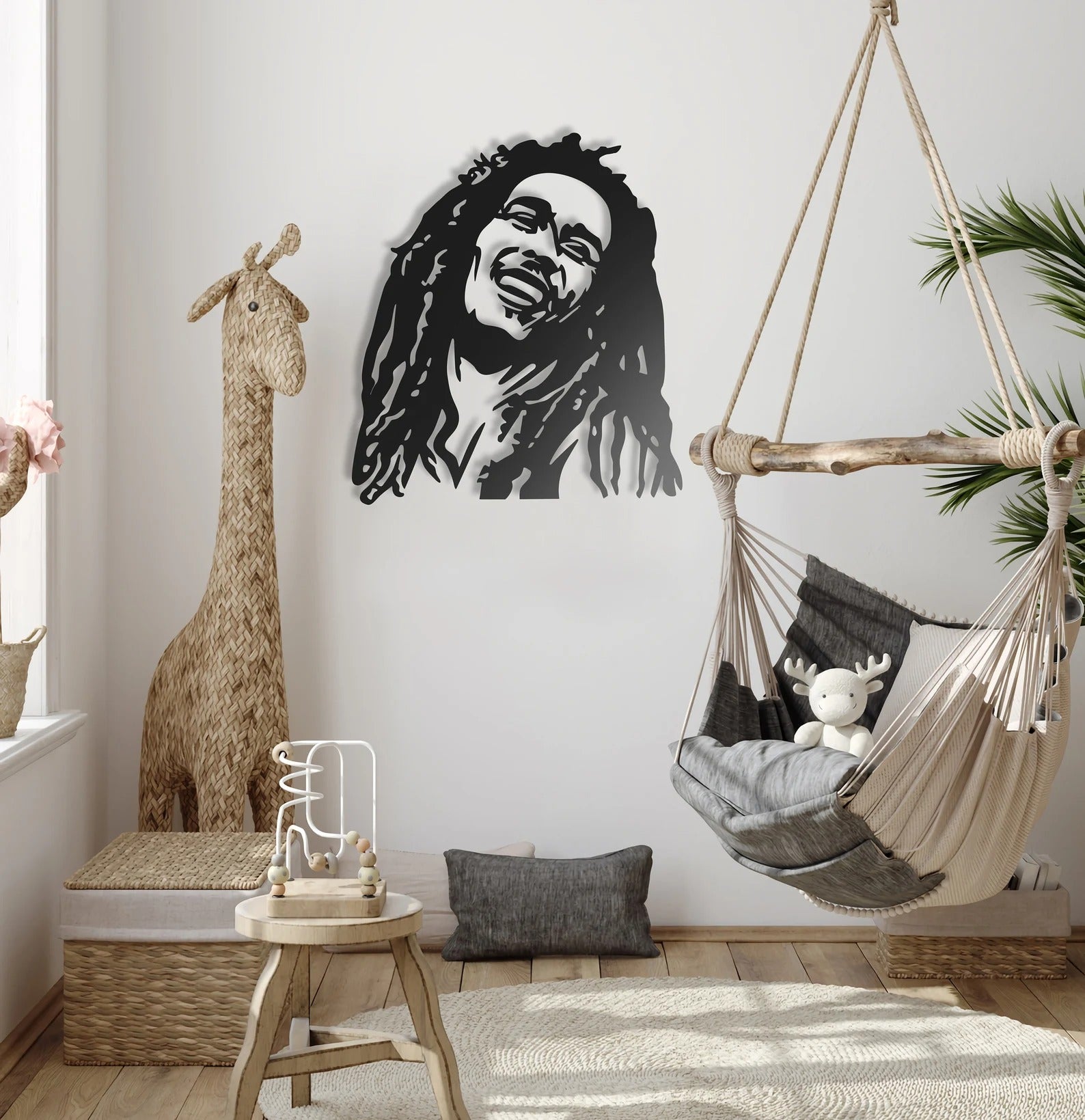 Bob Marley Design Silhouette Metal Wall Art Decor