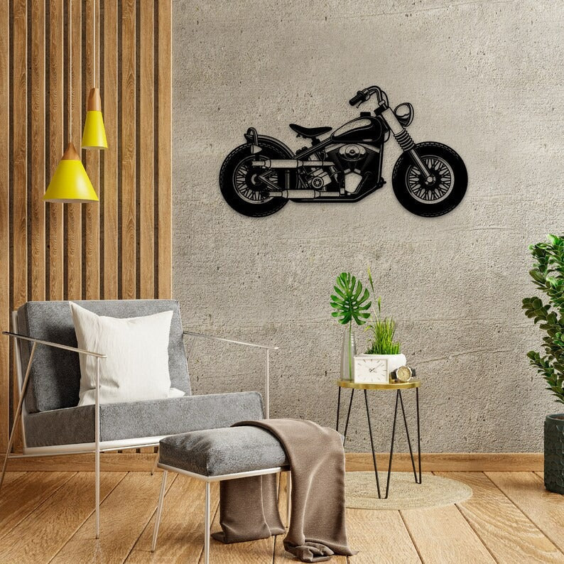 Bobber Bike Metal Wall Hanging for Café & Garage Decor