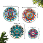 Bohemian Mandala Bloom Premium Wall Plates Painting Set of Four