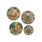 Boho Chic Whimsical Nature Premium Wall Plates Painting Set of Four