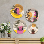 Boho Girl Premium Wall Plates Painting Set of Four