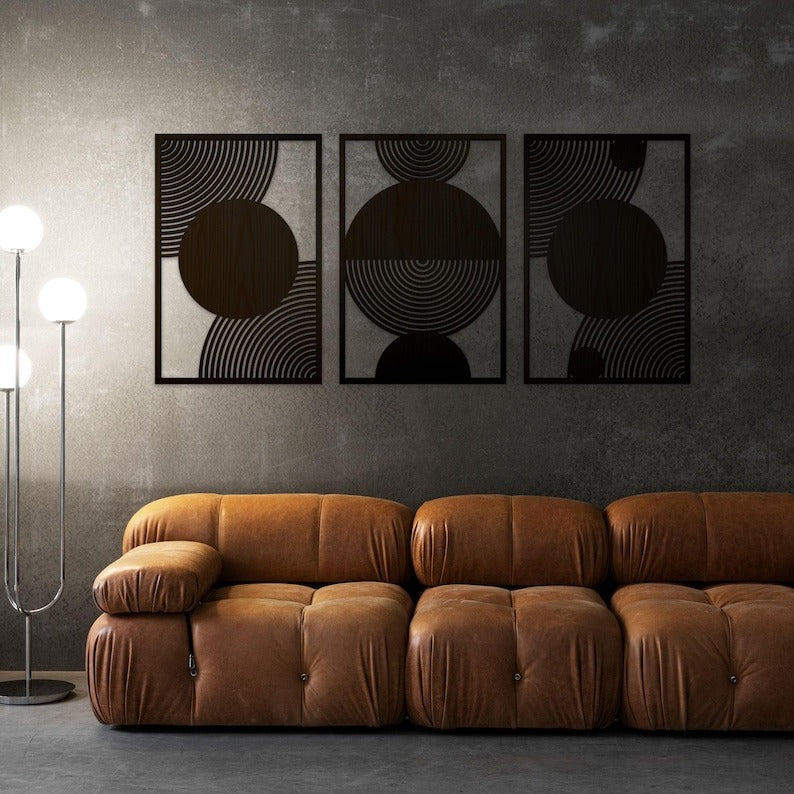 Boho Style Wall Decor Panels in Natural Wood Finish