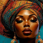 Bold African Woman Floating Frame Crystal Wall Painting