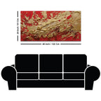 Bold Red Gold Abstract Canvas Wall Painting