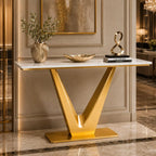 Bold V Shaped Console Table with Luxurious Gold Finish