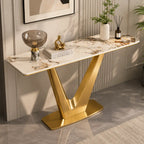 Bold V Shaped Console Table with Luxurious Gold Finish
