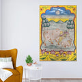 Bond of Mother Cow and Calf Traditional Indian Pichwai Canvas Wall Painting